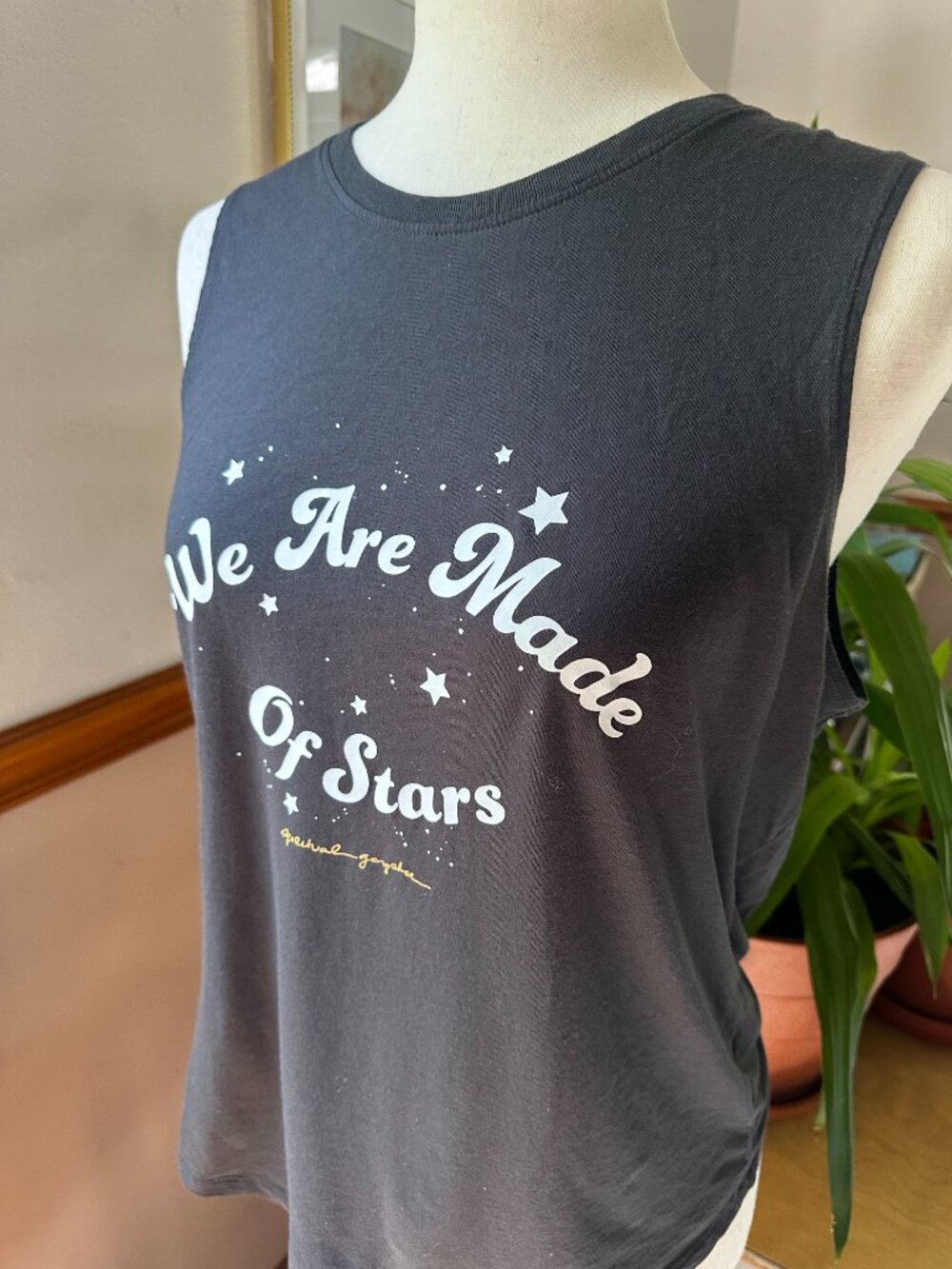 Spiritual Gangster Muscle Tee/Tank, Black and White, Stars Design, Like New, L - Picture 5 of 8